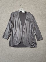 Chicos Travelers Open Front Cardigan Womens 2 US Large Shimmer Gray Slinky - £21.98 GBP