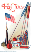 1906 4th Of July Firecracker Firework Rockets American Flag Patriotic Postcard - £7.48 GBP