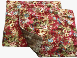 Chaps Ralph Lauren Shams Set 2 Red Floral Summerton Plaid Back French Country - $55.74