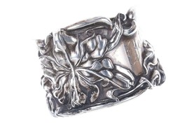 c1900 Art Nouveau Sterling Napkin Ring Frank Whiting Lily/Florence with Betty Mo - $242.55
