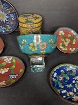 Antique Chinese cloisonné tobacco jar and coasters - £98.90 GBP