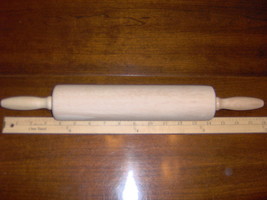 Hard WOOD ROLLING PIN 2.5&quot; diameter 10&quot; roller 3.5&quot; wooden handles ROUND... - $19.85