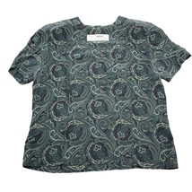 Jones New York Shirt Womens 12 Green Casual Paisley Blouse Short Sleeve - $18.69