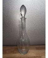 Vintage Toscany Hand-Blown Etched Clear Glass with Stopper-Flowers-Whiskey - $19.05