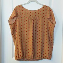 Women&#39;s Ann Taylor LOFT Tan With Pink Dots Blouse Size Small - £11.05 GBP