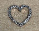 Sterling Silver Heart Faux Diamond Pendant Charm Estate Jewelry Find KG - $14.85