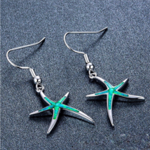 925 Sterling Silver Fire Opal Starfish Dangle Earrings - FAST SHIPPING!!! - $15.99