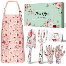 Ergonomic Garden Tool Set for Women - Trowel, Fork, Gloves &amp; Apron Gift Set - $24.70