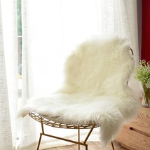 Carvapet Luxury Soft Faux Sheepskin Chair Cover Seat Cushion Pad Plush, White - £31.96 GBP