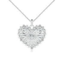 ANGARA 1.3mm Natural Diamond Heart Pendant Necklace in Sterling Silver for Women - £183.89 GBP