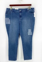 Style Co Skinny Leg Jeans Plus Size 20W Blue Patches Denim Stretch NEW - $44.55