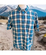 The North Face Shadow Plaid Shirt Mens M Blue Short Sleeve Cotton Surfer... - $273.78 MXN