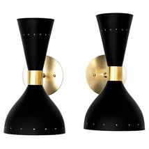 1950 Wall Sconce Diabolo Pair of Modern Black Stilnovo Style Sconces Wal... - £138.74 GBP