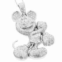 Men&#39;s 6 CT Round Simulated Diamond MOUSE PENDANT 14K White Gold Plated Christmas - $425.92