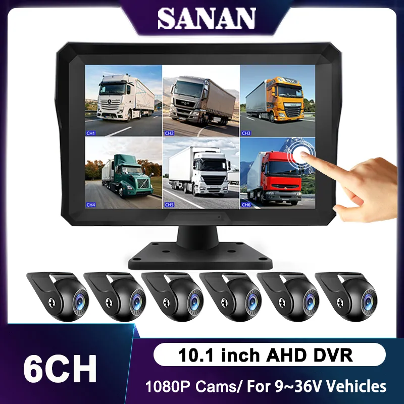10.1 inch 6 Channel Vehicle Camera Monitor System Touch Screen 1080P AHD Backup - £302.08 GBP+