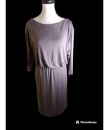 LULUS PURPLE DRESS OPEN BACK HIGH NECK ELASTIC WAIST RAYON LINED 3/4 SLEEVE - $27.71