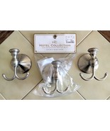 Lot (3) HOTEL COLLECTION Brushed Nickel Bathroom Double Robe Hooks (1 New) - $273.70 MXN