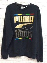 Puma Mens Box Gold Logo Long Sleeve Pullover Sweatshirt Black XL Retro - £11.96 GBP