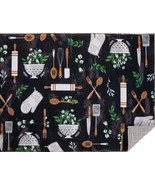 Printed Kitchen Microfiber Drying Mat (15&quot; x 20&quot;) KITCHEN TOOLS ON BLACK... - £13.92 GBP