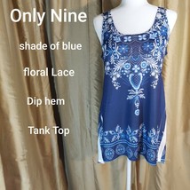 Only Nine Shades Of Blue Floral Lace Tank Size XL - £8.70 GBP