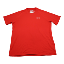 Under Armour Shirt Mens M Red Plain Loose Heat Gear Crew Neck Short Slee... - $22.75