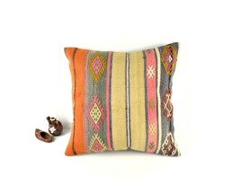 Kilim Pillow Cover 18x18 Rug Pillow Decorative Cushion Vintage Pillow  A2838 - £12.87 GBP