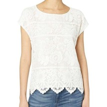 Vince Camuto Blouse Women&#39;s Large Ivory Floral Top Lace Overlay Lined Bo... - £13.86 GBP