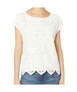 Vince Camuto Blouse Women&#39;s Large Ivory Floral Top Lace Overlay Lined Bo... - £13.88 GBP