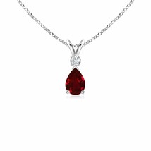ANGARA 6x4mm Natural Ruby Teardrop Pendant Necklace with Diamond in Silver - £181.20 GBP+