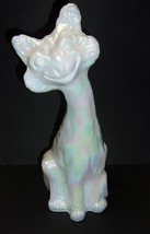 Fenton Glass Milk White Carnival Iridized Pearl Alley Cat Figurine Mosser Glass - $174.12