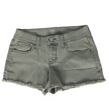 Old Navy Womens Semi Fitted Denim Booty Shorts 0 Olive Green Raw Hem Str... - $15.25