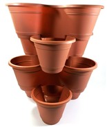 Terracotta 4 Tier Stackable Planter Pots Plastic Strawberry Vegetable Fl... - €14,63 EUR