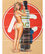 vintage ac delco spark plug advertisement poster annie ceramic mural backsplash - $59.39 - $177.21