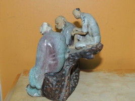 Chinese Mud Man White Purple Robe 4.5&quot; Ge/ Guan type glaze Mudman Men seated - $323.99