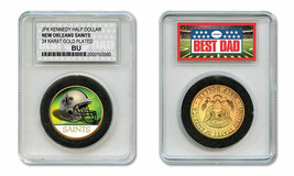 NEW ORLEANS SAINTS NFL *GREATEST DAD* JFK 24KT Gold Clad Coin SPECIAL LT... - $12.16