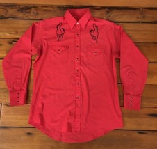Vtg Western Rodeo Cowboy Long Sleeve Snap Down Embroidered Horses Shirt ... - $59.39