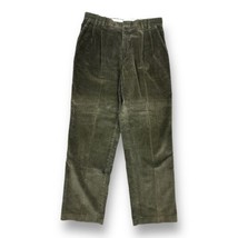 VTG Baggy Straight Corduroy Pants 35x30 Green Pleated Eddie Bauer Talon ... - £25.40 GBP
