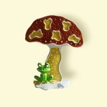 Frog under Mushroom earring holder, Paint peeled off a little on base - £19.75 GBP