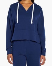 Three Dots Women’s Crop French Terry Hoodie Medieval Blue Size Medium - $29.99