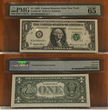 1999 $1 Small Size Federal Reserve Note New York PMG Cert: 65 EPQ - $65.44