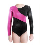 new Active Girl gymnastics Long Sleeve LEOTARD sz 150 9-10 years pink bl... - $368.27 MXN