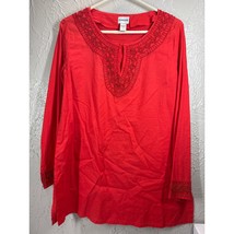 Chico&#39;s Embellished Beaded Tunic 100% Cotton Vintage BOHO Size 1 M/8 - $19.95