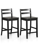 Wooden Bar Stools Set of 2 with Ergonomic Backrest and Footrest-Black - ... - $207.03