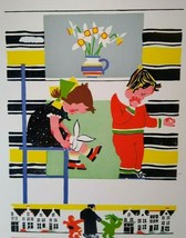 Piet Worm Art Print Girl Puts On Bandage Vintage M B Z Amsterdam Holland 1951 - £92.74 GBP