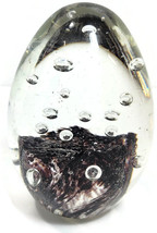 Art Glass egg Paperweight w/ rock like in middle hand blown 3&quot; - $9.89