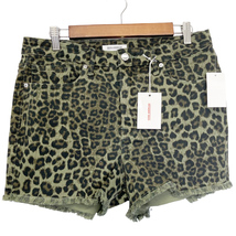 NEW Good American Womens 14 Olive Leopard Cut Off Shorts Fray Hem High R... - £42.44 GBP