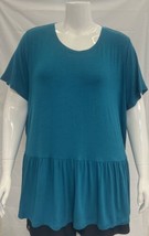 George Plus Women&#39;s Peplum Short Sleeve Top Teal 3X New W/ Tag - £11.25 GBP