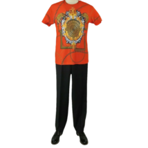 Men Crew T Shirt Makrom Turkey Medallion medusa Lion Floral 1231-426 red Gold image 3