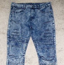 Brooklyn&#39;s Best Stretch Men&#39;s Size 36x30 Skinny Blue Acid Wash Denim Jeans - £16.99 GBP