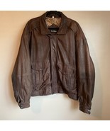 VTG Steer Brand Bomber Jacket Mens XL Leather Brown Graphic Lined Aviation - $1,842.07 MXN